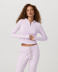 Halo Mini Full Zip Hoodie Lilac Breeze Heather Fitted Hoodie | Vuori Online
