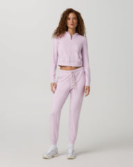 Halo Mini Full Zip Hoodie Lilac Breeze Heather Fitted Hoodie | Vuori Online