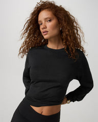 Halo Modern Crew Women's Black Heather Sweatshirt | Vuori Outlet