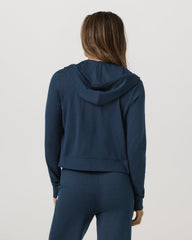 Women's Halo Mini Full Zip Hoodie Blue Coast Heather | Vuori On sale
