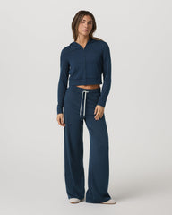Women's Halo Mini Full Zip Hoodie Blue Coast Heather | Vuori On sale