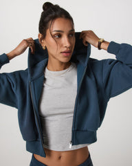 Restore Mini Full Zip Hoodie Ocean Blue Oversized Hoodie | Vuori For sale