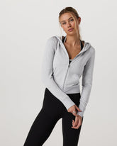 Halo Mini Full Zip Hoodie Pale Grey Heather | Vuori Online