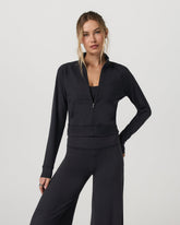 Halo Mini Track Jacket Women's Solid Black Cropped Zip-Up | Vuori Outlet