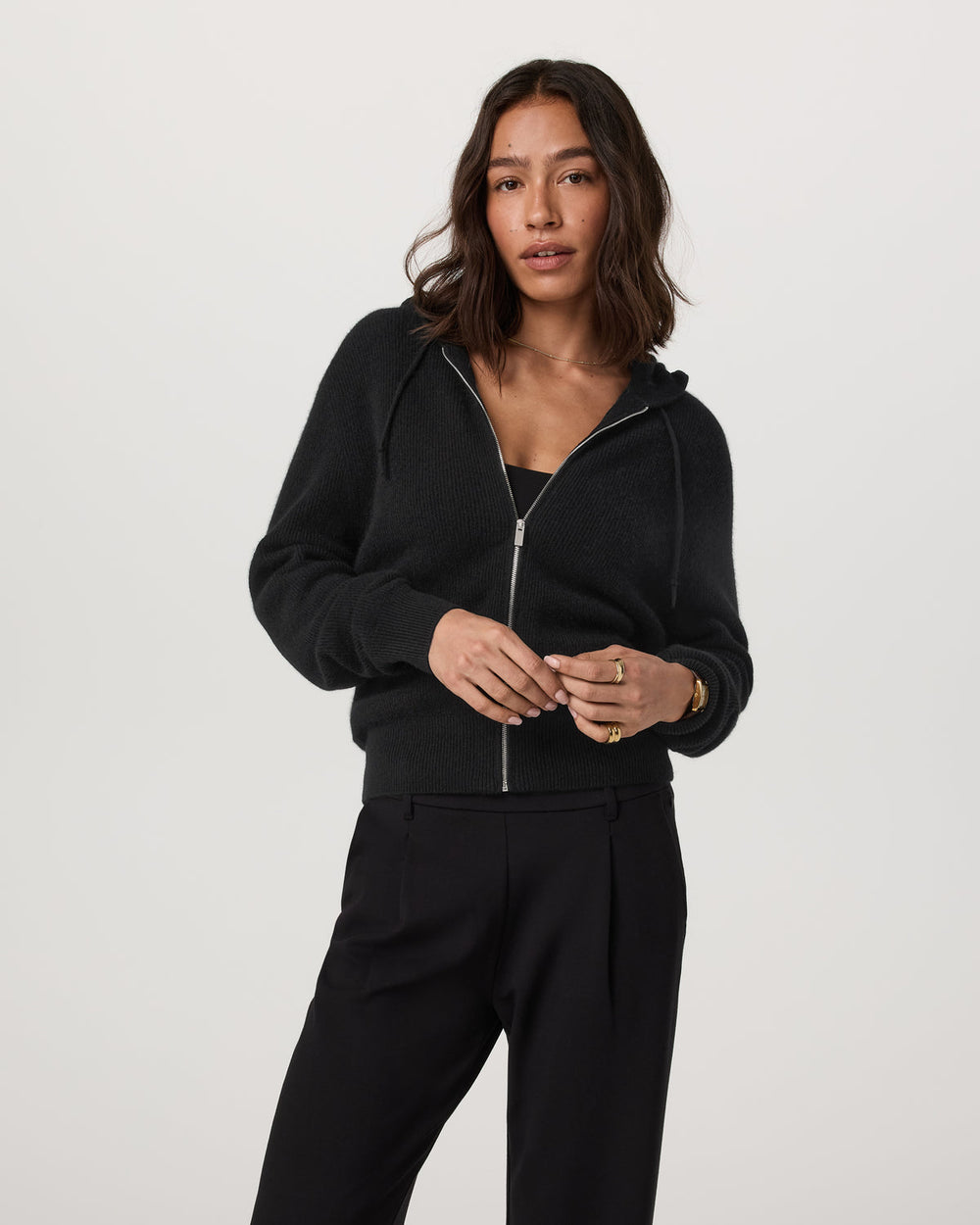Émilie Cashmere Hoodie Women's Black Zip | Vuori Online