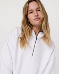 Restore Relaxed Half Zip Hoodie Women's White Pullover | Vuori For sale