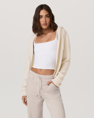 Émilie Cashmere Hoodie Women's Porcelain Zip | Vuori US