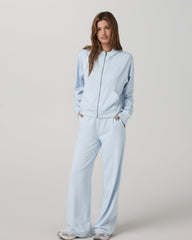Women's Halo Modern Full Zip Hoodie Soft Sky Heather | Vuori Outlet