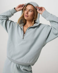 Restore Relaxed Half Zip Hoodie Blue Haze Jacket | Vuori US