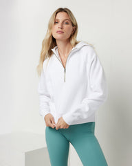 Restore Half Zip Hoodie Women's White Hoodie | Vuori US