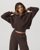 Restore Mini Full Zip Hoodie Women's Java Jacket | Vuori On sale