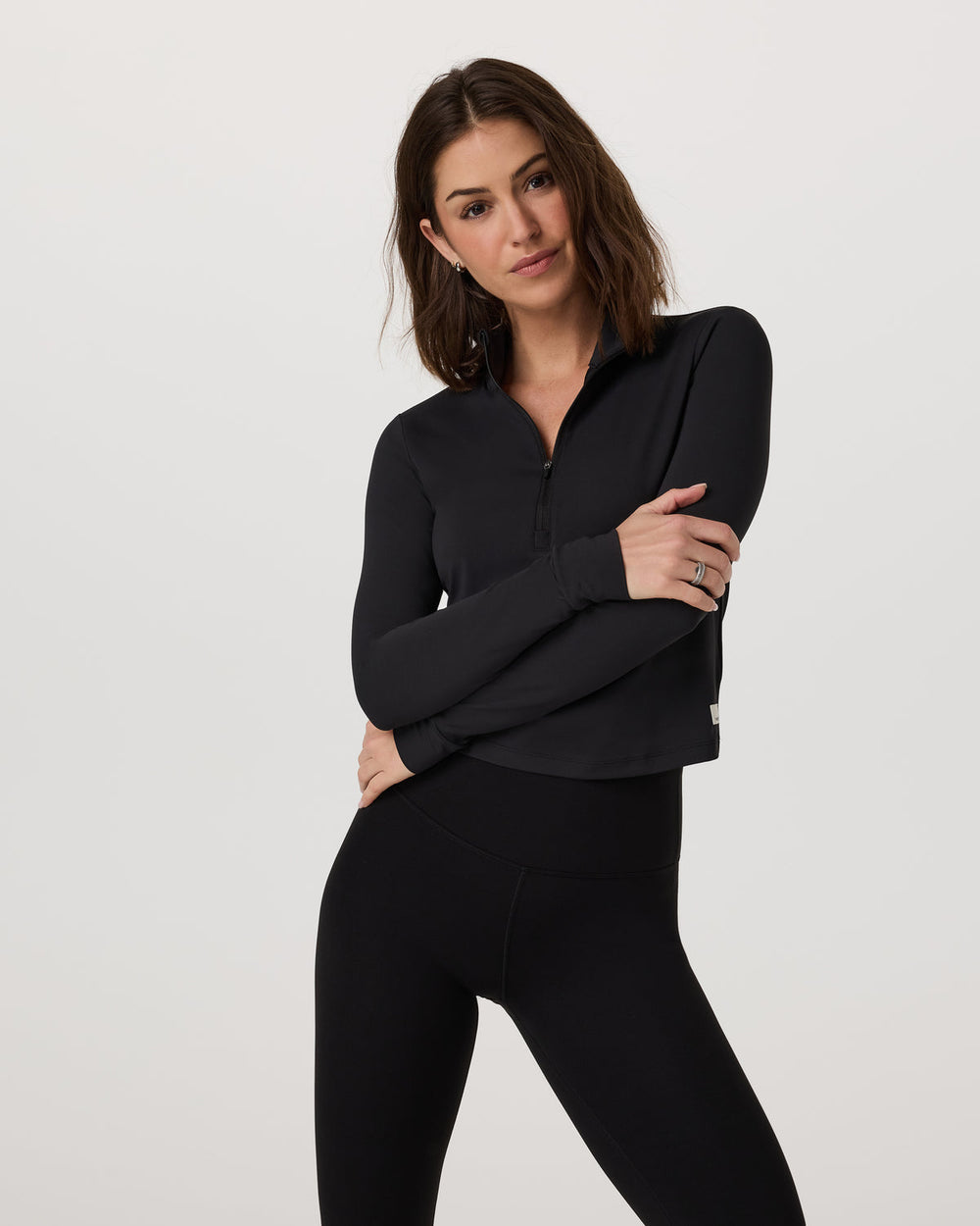 Studio Half Zip Women's Black Workout Jacket | Vuori