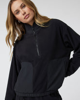 Women's Aspen Half Zip Black Fleece Pullover | Vuori US