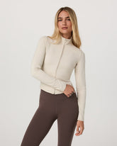 Vuori AllTheFeels™ Full Zip Women's Bone Fitness Jacket | Vuori