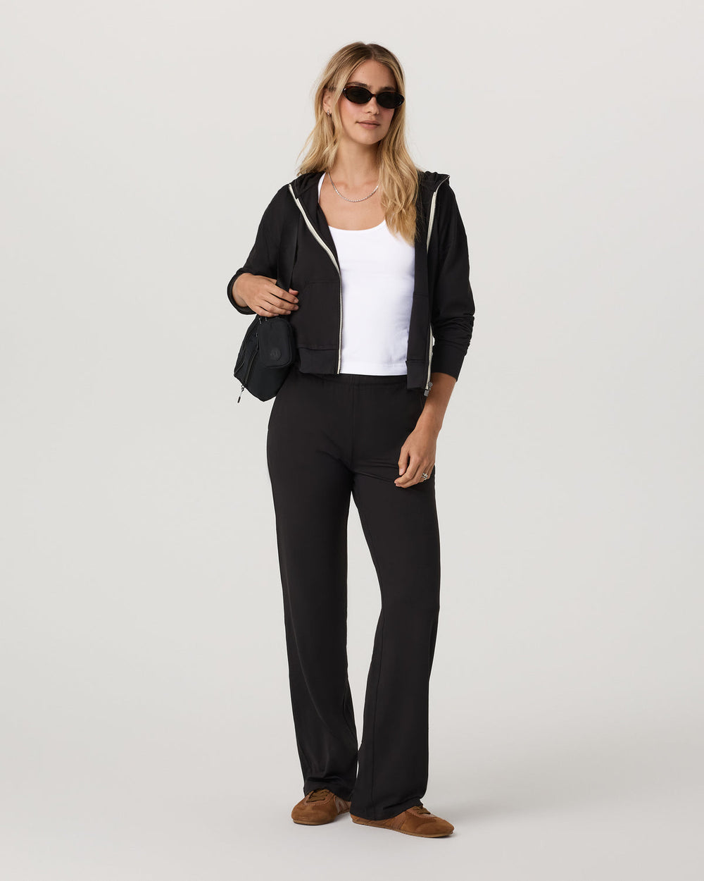 Halo Straight Leg - Long Women's Solid Black Pants | Vuori US