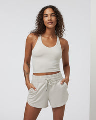 Halo Performance Crop 2.0 Ecru Heather Tank | Vuori US