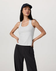 Pose Layering Tank Women's White Heather Grey Tank Top | Vuori US