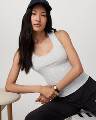 Pose Layering Tank Women's White Heather Grey Tank Top | Vuori US