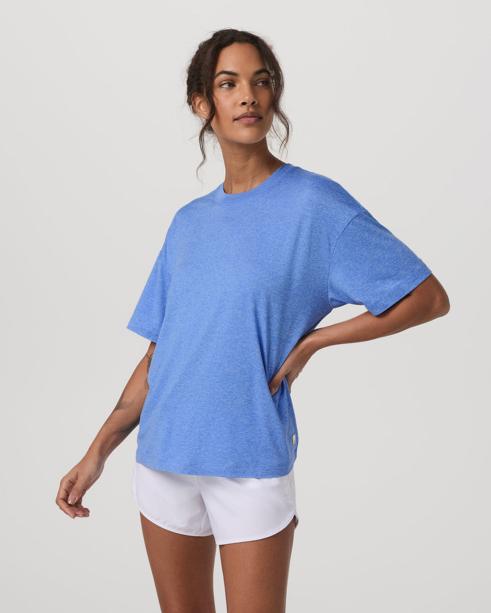 Energy Tee Long Women's Riviera Blue Heather Tee Shirt | Vuori For sale