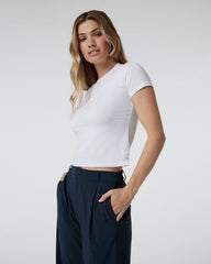 Feather Baby Tee Women's White Fitted Tee | Vuori On sale
