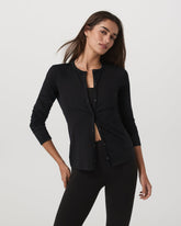 Women's Long Sleeve Halo Snap Cardigan Black Heather | Vuori Online