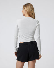 Long Sleeve Pose Scoop Tee White Heather Grey Shirt | Vuori US