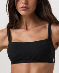 Inversion Rib Bra Women's Black Sports Bra | Vuori US