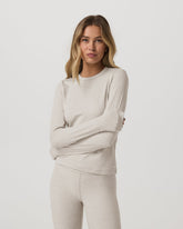 Long Sleeve Halo Essential Crew Tee Ecru Heather Shirt | Vuori US