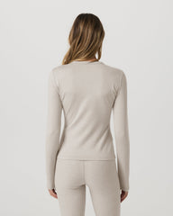 Long Sleeve Halo Essential Crew Tee Ecru Heather Shirt | Vuori US