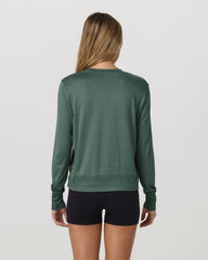 Daydream Crew Women's Agate Green Heather Long Sleeve | Vuori Clothing