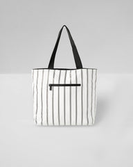 ALOHA-Day Tripper Black Charter Stripe Tote Bag | Vuori Online