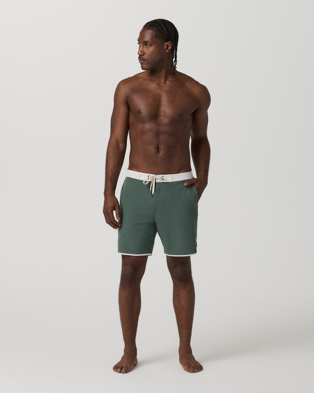 Men's Cruise Boardshort 7" Agate Green Linen Texture | Vuori Clothing