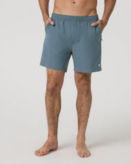 Maverick Volley Short Lined Men's Blue Sea Hybrid Shorts | Vuori Sale