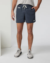 Banks Short 5" Navy Linen Texture Athletic Shorts | Vuori On sale
