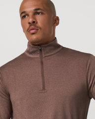 Ponto Half Zip Mock Neck Men's Sable Heather Layer | Vuori Sale