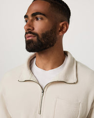 Beach Fleece 1/2 Zip - Relaxed Bone Heather Pullover | Vuori