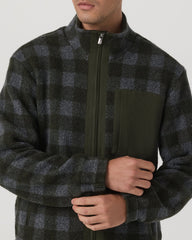 Ridge Fleece Jacket Men's Olive Plaid Zip-Up | Vuori