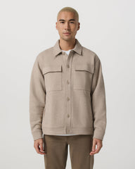 Seaside Shirt Jacket Men's Acorn Heather Fleece Jacket | Vuori US