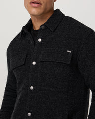 Plymouth Wool Shirt Jacket Dark Black Heather Jacket | Vuori Outlet