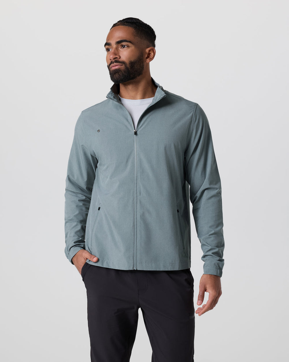 Venture Track Jacket Dusty Blue Linen Texture | Vuori For sale