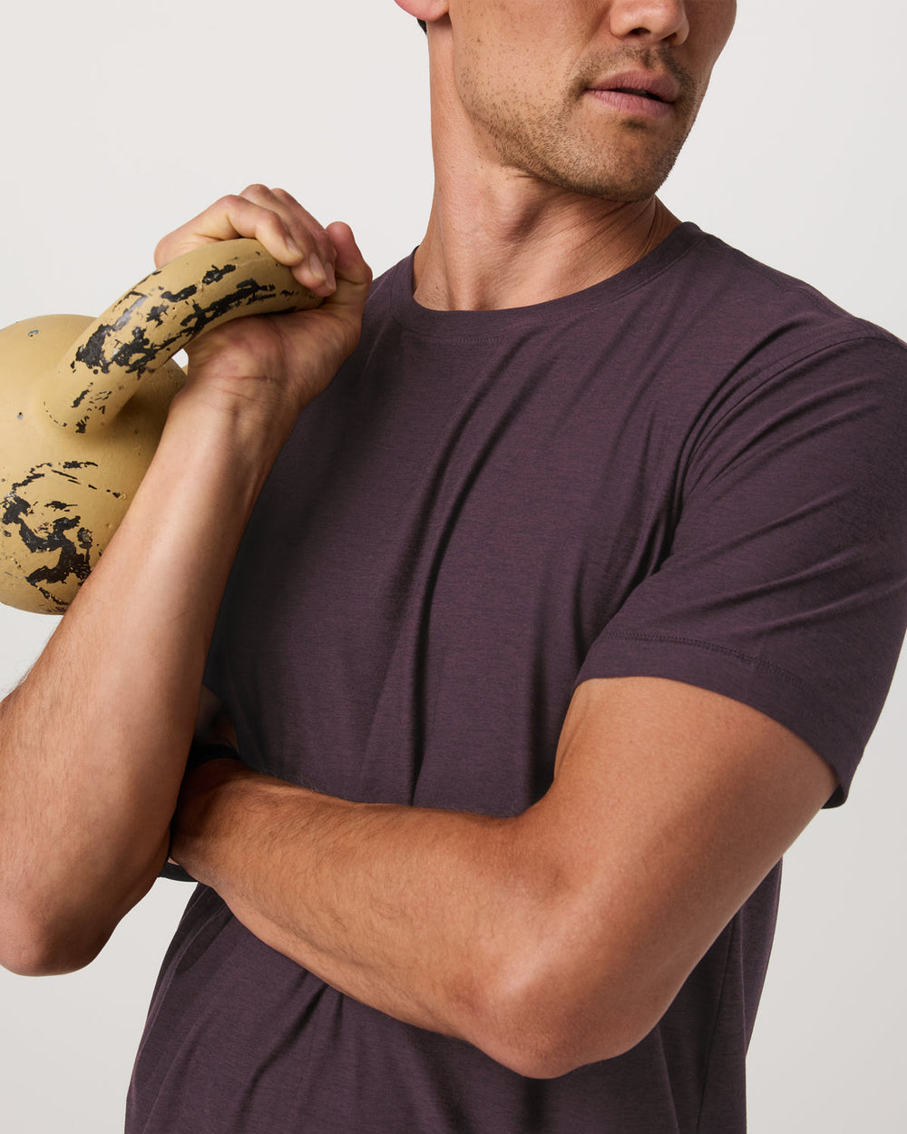 Strato Tech Tee Men's Raisin Heather Performance Shirt | Vuori Online