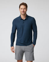 Long Sleeve Strato Tech Polo Navy Heather Blue Polo | Vuori On sale