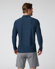 Long Sleeve Strato Tech Polo Navy Heather Blue Polo | Vuori On sale
