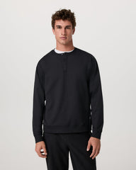 Long Sleeve Coronado Henley - Relaxed Black Heather | Vuori Outlet