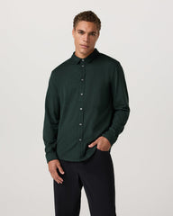 Men's Long Sleeve Ponto Button Down Evergreen Heather | Vuori US