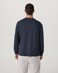 Long Sleeve Heavyweight Cotton Tee Men's Navy Shirt | Vuori