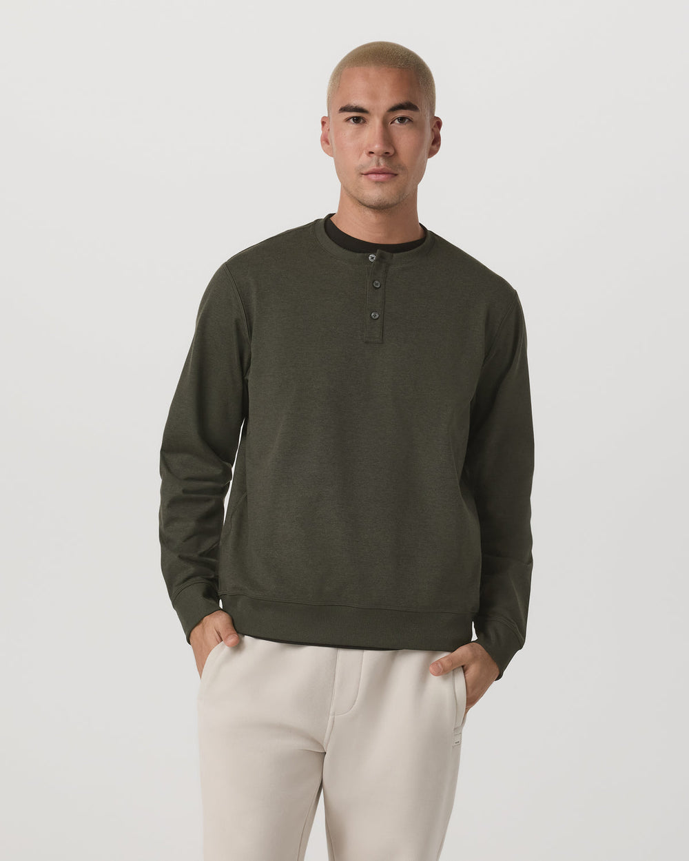 Long Sleeve Coronado Henley - Relaxed Oregano Heather | Vuori US