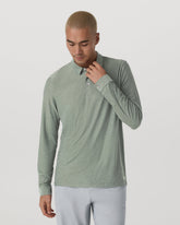 Long Sleeve Strato Tech Polo Men's Thyme Heather Shirt | Vuori Clothing