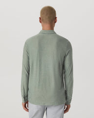Long Sleeve Strato Tech Polo Men's Thyme Heather Shirt | Vuori Clothing