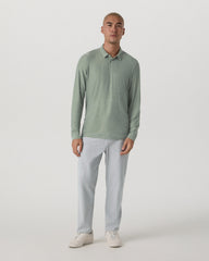 Long Sleeve Strato Tech Polo Men's Thyme Heather Shirt | Vuori Clothing
